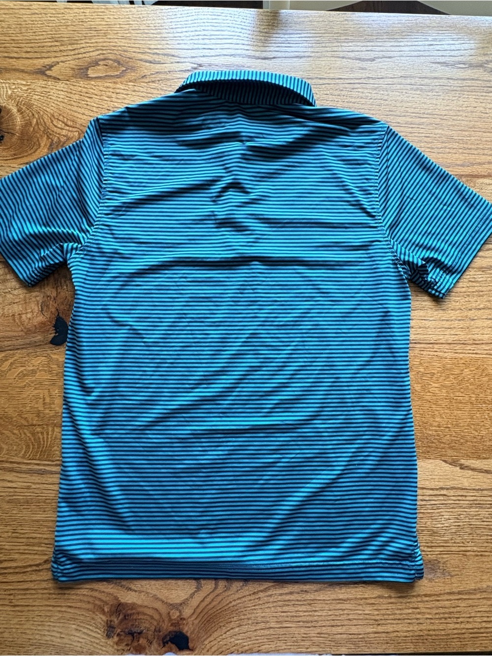 Maelreg Teal and Navy Performance Striped Polo- boys 14/16 - Picture 8 of 11